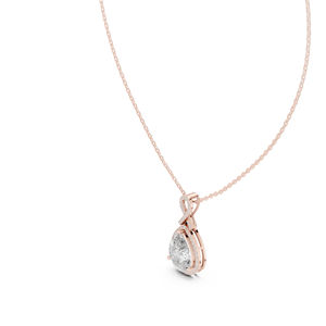 Colgante de Oro Blanco de 14K con Diamantes Cultivados en Laboratorio en Forma de Pera y Redondos para Mujer |   Compromiso |   Diamante Cultivado Nuevo - Product Image 4