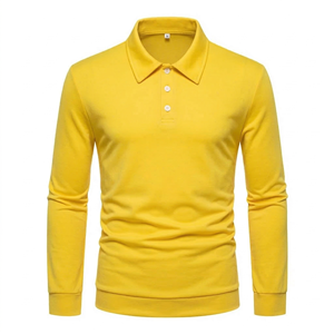 Polo de Manga Larga para Hombre, 100% Algodón de Primera Calidad, Tejido Transpirable, Cómodo, Informal, para Negocios, de Alta Calidad - Product Image 2