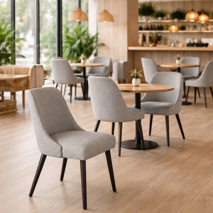 Chaise de salle à manger Niwara à dossier creux en bois de teck, style mi-siècle, qualité supérieure, tissu rembourré durable pour salle à manger d'hôtel, meilleur fournisseur - Product Image 6