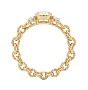 DEF Color VS VVS Clarity 14K 18K Solid <b>Gold</b> Round Lab Grown Diamond Chain Link <b>Ring</b> Bezel <b>Set</b> Minimalist Stackable Dainty <b>Ring</b> - Product Image 4