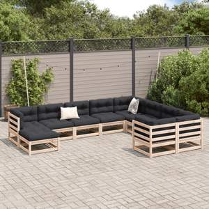 Grand ensemble de canapés de jardin modulaires en bois de pin massif naturel, meubles d'extérieur durables - Product Image 3