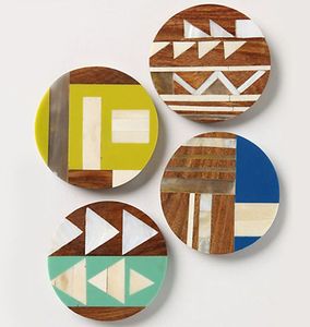Posavasos de madera esmaltada hechos a mano con hermosas ilustraciones impresas para tazas de café, tazas de té y cristalería - Product Image 2