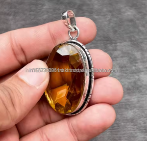 จี้หินซิทรีนสไตล์มินิมัลลิสต์สร้อยคอเงินสเตอร์ลิงทำด้วยมือพร้อมจี้ชั้นดีและเสน่ห์สีซิทรีน - Product Image 2