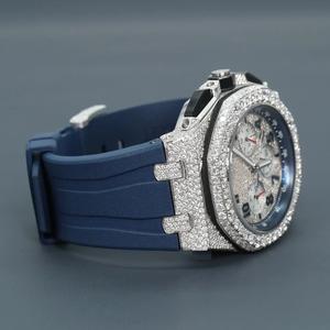 Reloj de Cuarzo de Lujo de Alta Gama con Moissanita VVS, Gema de Color D, Cristal de Zafiro Cuadrado, Estilo Deportivo Hip Hop, Correa de Acero Inoxidable, Iced - Product Image 1