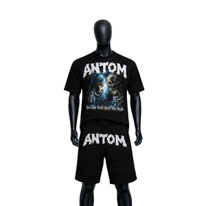 Ensemble short et t-shirt homme été 2026 – Décontracté, manches courtes, mode polyvalente, respirant, couleur unie, deux pièces, 100 % coton, coupe mi-longue - Product Image 1
