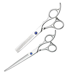 Ciseaux à effiler pour droitiers en acier inoxydable 6CR13 à lame pointue de 7 pouces, manche long, outils de coiffure pour barbier - Product Image 1