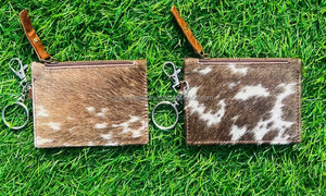 Recién llegado, monedero y tarjetero de piel de vaca hecha a mano auténtica, tarjetero bonito y monedero con llavero - Product Image 5