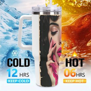 Stainless Steel Tumbler 40oz Double Wall Insulated Travel Mug With Handle For <b>Coffee</b> Tea Hot Cold Drinks - Product Image 6