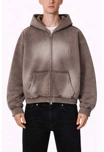 Sudadera con Capucha Vintage Lavada con Efecto Desgastado por el Sol, 100% Algodón, Felpa Francesa, Sudadera Gruesa sin Estampado, Sudadera de Alta Calidad, Fabricante OEM y ODM - Product Image 6