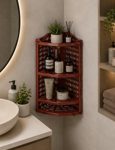 Corner Wall Mounted Bathroom Shelf 4 Tier Plastic <b>Storage</b> Rack Waterproof Minimalist Design for <b>Shower</b> Organizing - Product Image 1