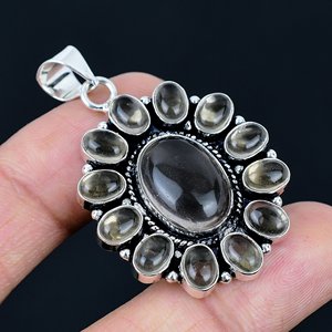 Pendentif fleur classique en onyx noir, plaqué argent 925, bijoux faits à la main, bijoux pour femmes, 20 pouces avec chaîne - Product Image 2