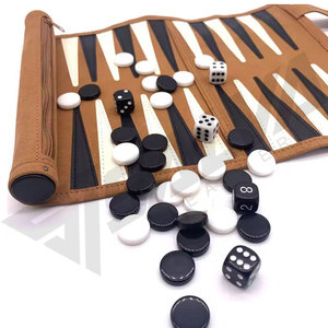 New Customized Handmade Portable Smart Soft Traveling PU Leather Roll-up Backgammon Luxury Game <b>Set</b> Game <b>Set</b> - Product Image 3