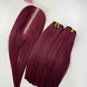 มีจำหน่ายแล้ว ผมแท้เวียดนามแบบ Super Double Drawn Machine Double Weft น้ำหนัก 100 กรัม สี Burgundy ตรงธรรมชาติ - Product Image 3