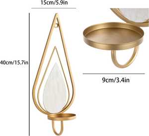 Gold Iron Hanging Wall <b>Candle</b> <b>Sconce</b> Gold Metal Holder for Living Room Bedroom Hallway Home Decor - Product Image 2