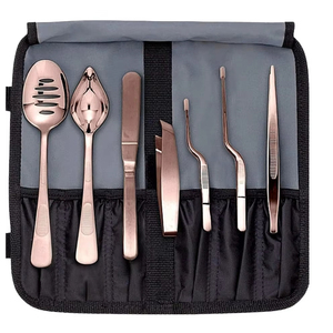 Rainbow Stainless Steel <b>Utensil</b> <b>Set</b> 8 Pieces Dishwasher Safe Cooking Tools Spoons Spatulas Tweezers for Food Plating - Product Image 3