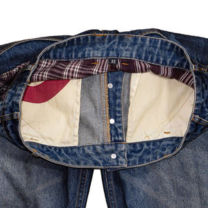 Jeans en denim tricoté taille haute pour hommes, style vintage avec effet moustaches, couleur unie, streetwear hip-hop, de haute qualité, personnalisables, vente en gros - Product Image 5