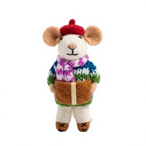 Handmade Eco-Friendly Traditional White <b>Felt</b> Mouse <b>Christmas</b> <b>Ornament</b> Animal Decor Wall Hanging Small Indoor Certified Wool - Product Image 2