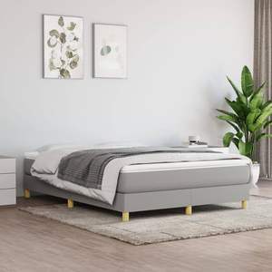 Base de Cama Tapizada en Gris Claro, 100% Poliéster, con Madera Contrachapada y Madera de Ingeniería, Camas Tapizadas Duraderas y Elegantes - Product Image 1
