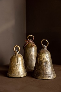 Rustic Brass <b>Bells</b> Set Irregular Shape Home Decor Wall Hanging Living Room Nature Theme Multi-piece Package - Product Image 1