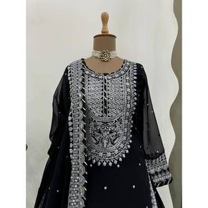 Ensemble de costumes de soirée pour femmes de designer avec fil et séquence de travail Vêtement de soirée élégant - Product Image 1