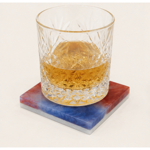 Ensemble de sous-verres en résine époxy marbrée rouge et bleue personnalisés avec support – Vente en gros de dessous de verre en acrylique de luxe au design abstrait pour table – Offre spéciale - Product Image 2