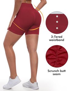Sports Yoga Shorts For Women Workout Gym Biker Shorts High Waisted Tummy Control Butt Lifting Running Booty Scrunch Butt Shorts - Product Image 5
