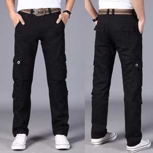Pantalon cargo homme vert olive uni, devant plat, plusieurs poches, toile, style décontracté, taille mi-haute, braguette boutonnée, personnalisable OEM - Product Image 3