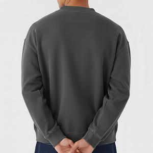 Sudadera de Cuello Redondo de Primera Calidad, Color Sólido, Corte Holgado, 100% Algodón, con Logotipo Personalizado, Sudadera Básica Gruesa - Product Image 4