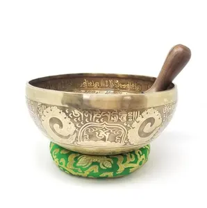 Antique Designed Solid Brass Himalayan Meditation Singing Bowl Set Spritual Mantra Meditation Brass Singing Bowl For Relaxation