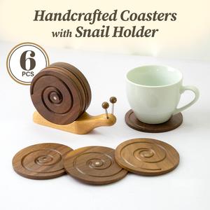Posavasos de madera con diseño de caracol, perfecto para mesas infantiles, decoración de salas de juegos y cafeterías temáticas, tapetes protectores de mesa de la India. - Product Image 4