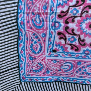 Block Printed Cotton Sarongs Handmade Floral Letter One-piece <b>Wrap</b> Pareo Scarf <b>Shawl</b> Summer Beach Wear Breathable Fashion - Product Image 4