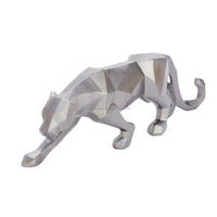 Artisanat Argent Guépard Sculpture Décorative En Aluminium Sauvage Neige Léopard Figurine Petite Statue Décoration De La Maison Objet