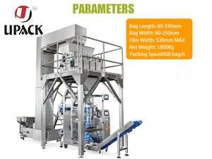 Machine de remplissage automatique de poudre U-PACK à 4 têtes avec peseuse, ensacheuse et ensacheuse de granulés alimentaires pour sacs plastiques, contrôle électrique PLC - Product Image 2