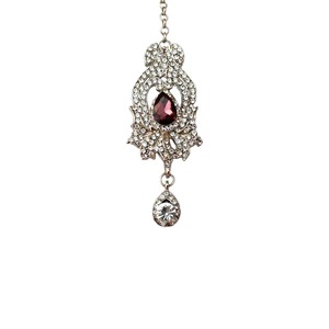 Elegante colgante para el cabello con diamantes de imitación, piedra roja en forma de lágrima y gota de cristal para bodas y fiestas, accesorios para mujer. - Product Image 1