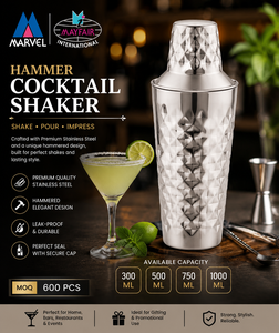 เชคเกอร์ค็อกเทลสแตนเลสคลาสสิก 500 มล. อุปกรณ์บาร์ ดีไซน์ทนทาน พร้อมค้อน - Product Image 4