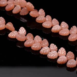 Cuentas de piedra lunar naranja natural talladas en forma de hoja de 10-11 mm, cuentas de piedra lunar talladas a mano para la fabricación de joyería, sueltas. - Product Image 6