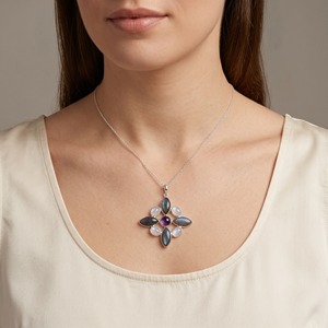 Pendentif en pierre de lune naturelle, labradorite et améthyste, argent sterling 925, fait main, bijou multi-pierres, cadeau pour elle - Product Image 4