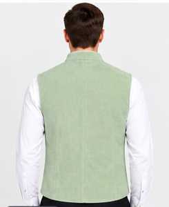 Men's Corduroy <b>Vest</b> Mandarin Collar Button Closure Full <b>Sleeve</b> - Product Image 5