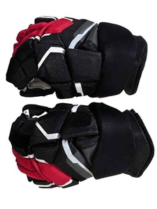 RexFit Sports Professional Unisex <b>Black</b> White Padded <b>Velcro</b> Strap Ice Hockey Glove Protective - Product Image 2