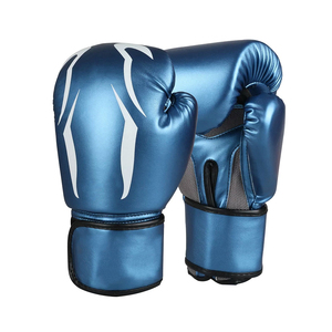 Custom 16oz Blue white PU Boxing Training Gloves Wrist Closure <b>Strap</b> Breathable for Adults 14 Years & Up with Customized Logo - Product Image 6