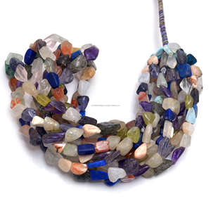 Mélange de pierre naturelle en forme de pépite lisse 16 "pouces 4x6 à 8.5x14mm perles brin de pierres précieuses utilisées pour la fabrication de bijoux faits à la main - Product Image 1