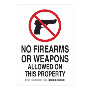 Señal de Tráfico de PVC Resistente Brady - Prohibido el Uso de Armas de Fuego o Armas - Señal de Advertencia de Seguridad para Interiores/Exteriores - Origen Corea - Product Image 2