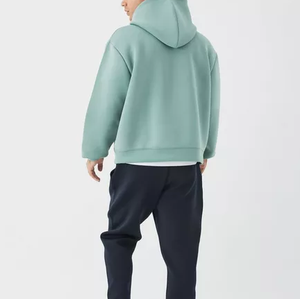 Sudadera con capucha unisex personalizada de algodón de alto gramaje, tejida, antiencogimiento, cortavientos, transpirable, teñida en prenda, ecológica, con cremallera y color liso. - Product Image 6