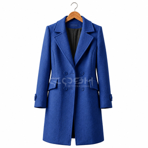Abrigo Largo de Lana Azul Delta Sigma de Cosh International Greek Apparel, Blazer Bordado con Mangas Largas, Abrigo de Hermandad - Product Image 1