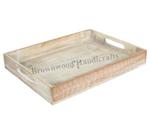 Premier exportateur fait à la main en bois de manguier forme carrée grand plateau de service avec poignée pour hôtels et restaurants meilleures fournitures de qualité - Product Image 6