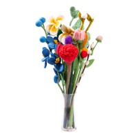 Buket Bunga Buatan dari Kain Felt Berwarna-warni, Batang Bunga, Daun-daun Hias, Ramah Lingkungan, Dapat Digunakan Kembali, Dapat Didaur Ulang, Romantis, Menawan