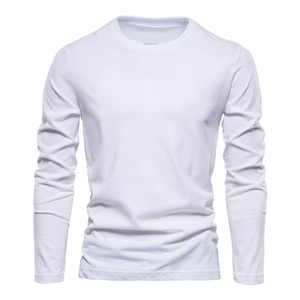 เสื้อยืดคอกลมแขนยาวสำหรับผู้ชายผ้าฝ้ายระบายความร้อนมีสไตล์ - Product Image 4