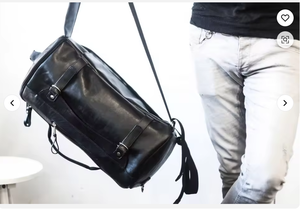 Sac de sport en cuir véritable noir, fait main, durable, spacieux, élégant, unisexe, qualité supérieure - Product Image 5