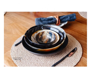 Bol à salade et à fruits vintage en corne de buffle sculptée, vaisselle indienne en corne, idéal pour les cadeaux d'affaires - Product Image 2