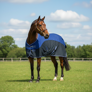 Navy Blue Horse Turnout <b>Rug</b> with Detachable Neck Cover <b>Waterproof</b> <b>Outdoor</b> Blanket Adjustable Straps Durable Equesestrian <b>Rug</b> - Product Image 2